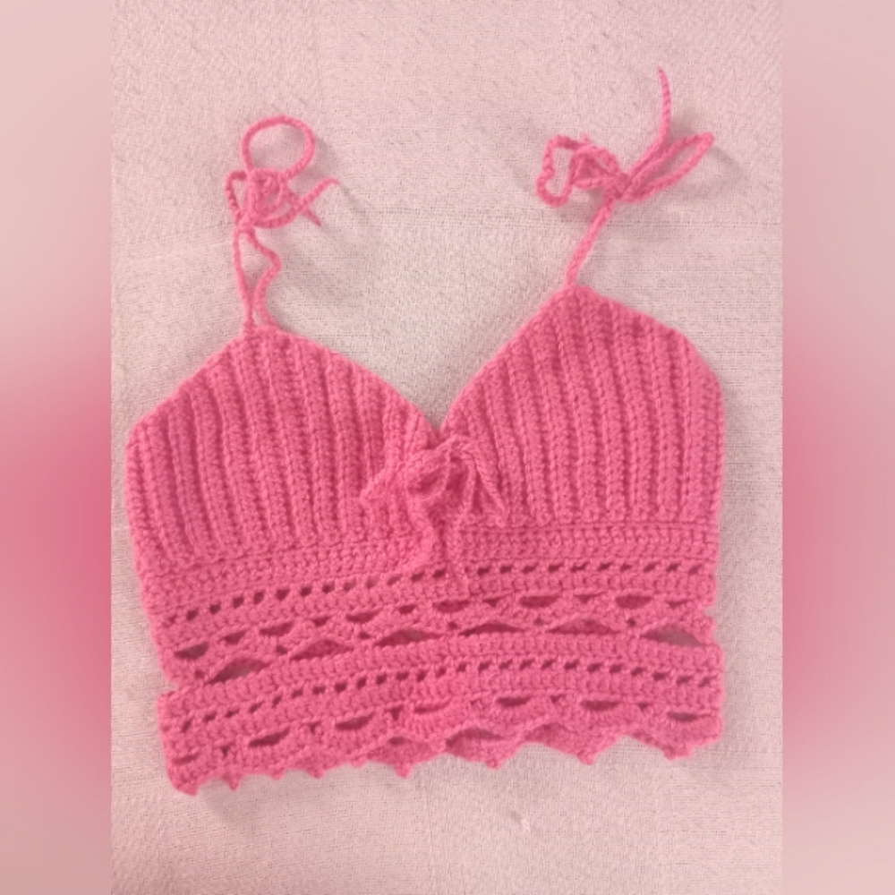 Pink Crochet Crop Top